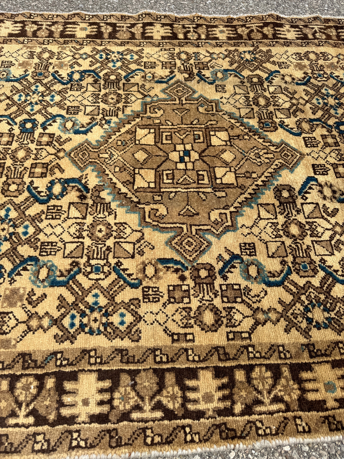 Persian Hosseinabad Runner — Ivory & Walnut Herati | 3'8" × 10'2"