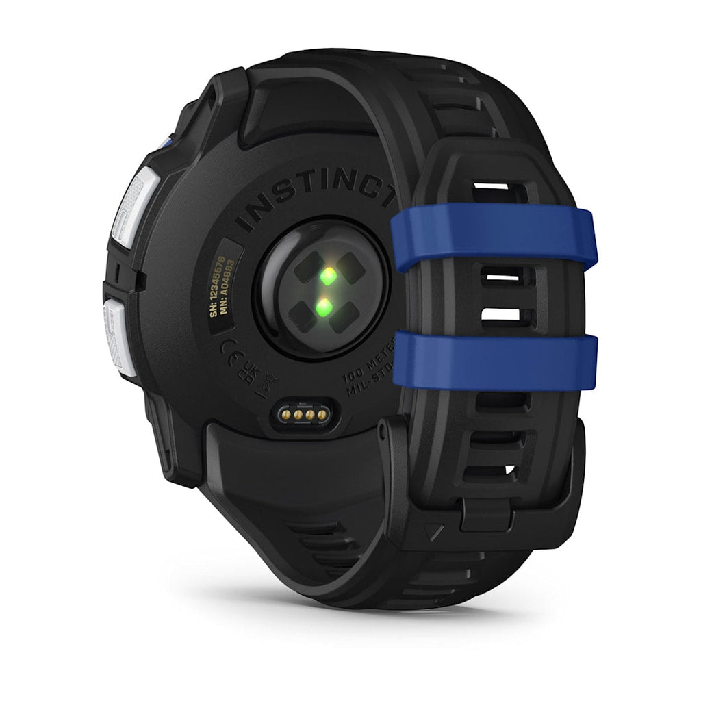Instinct® 3 – 50 mm, Solar Whitestone con correa en Black/Bolt Blue