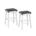 Juego de 2 taburetes de bar sin respaldo con estructuras de madera blanca y asientos grises, asiento de 30 pulgadas