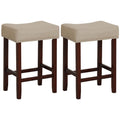 Juego de 2 taburetes de bar tipo silla de montar sin respaldo con ribete de tachuelas en color beige, altura del asiento de 25 pulgadas