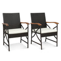 Juego de 2/4 sillas de comedor de mimbre para patio con cojines suaves con cremallera - Juego de 2