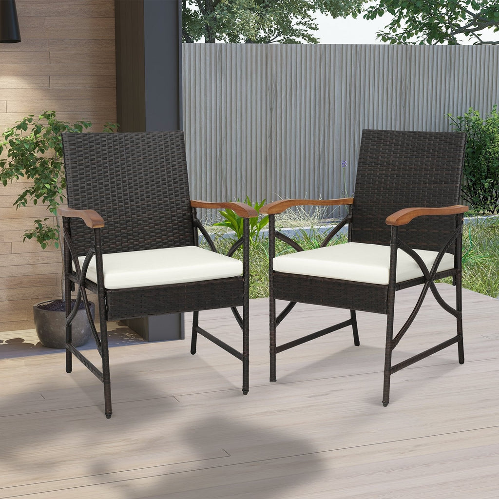 Juego de 2/4 sillas de comedor de mimbre para patio con cojines suaves con cremallera - Juego de 2