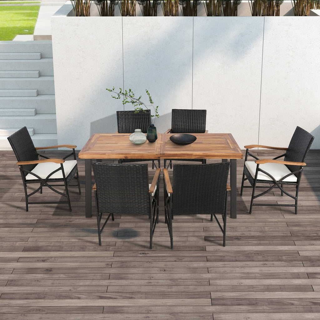 Juego de 2/4 sillas de comedor de mimbre para patio con cojines suaves con cremallera - Juego de 2