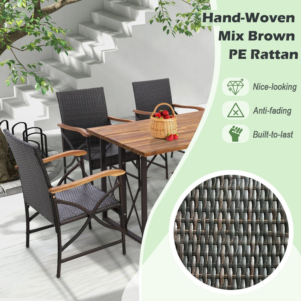 Juego de 2/4 sillas de comedor de mimbre para patio con cojines suaves con cremallera - Juego de 2