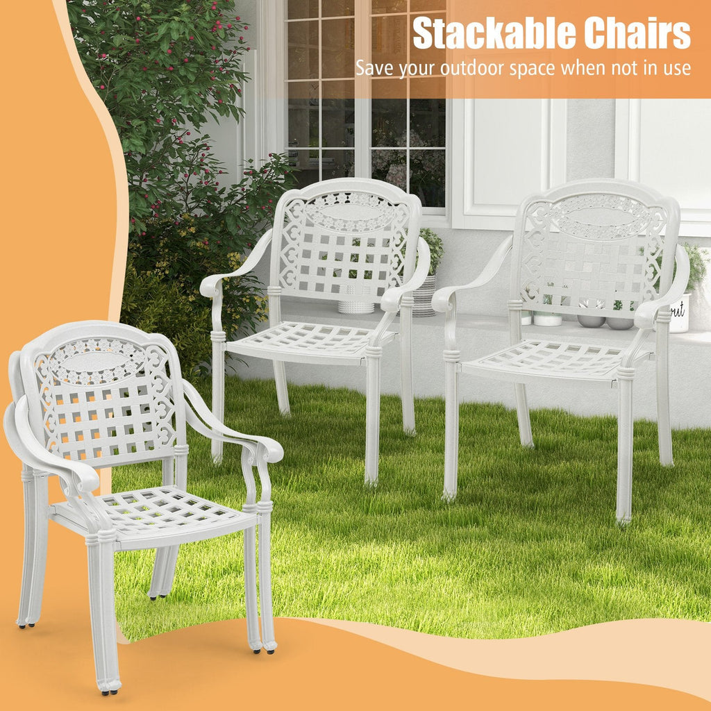 2er-Set Terrassenstühle aus Aluminiumguss mit Armlehnen – Beige