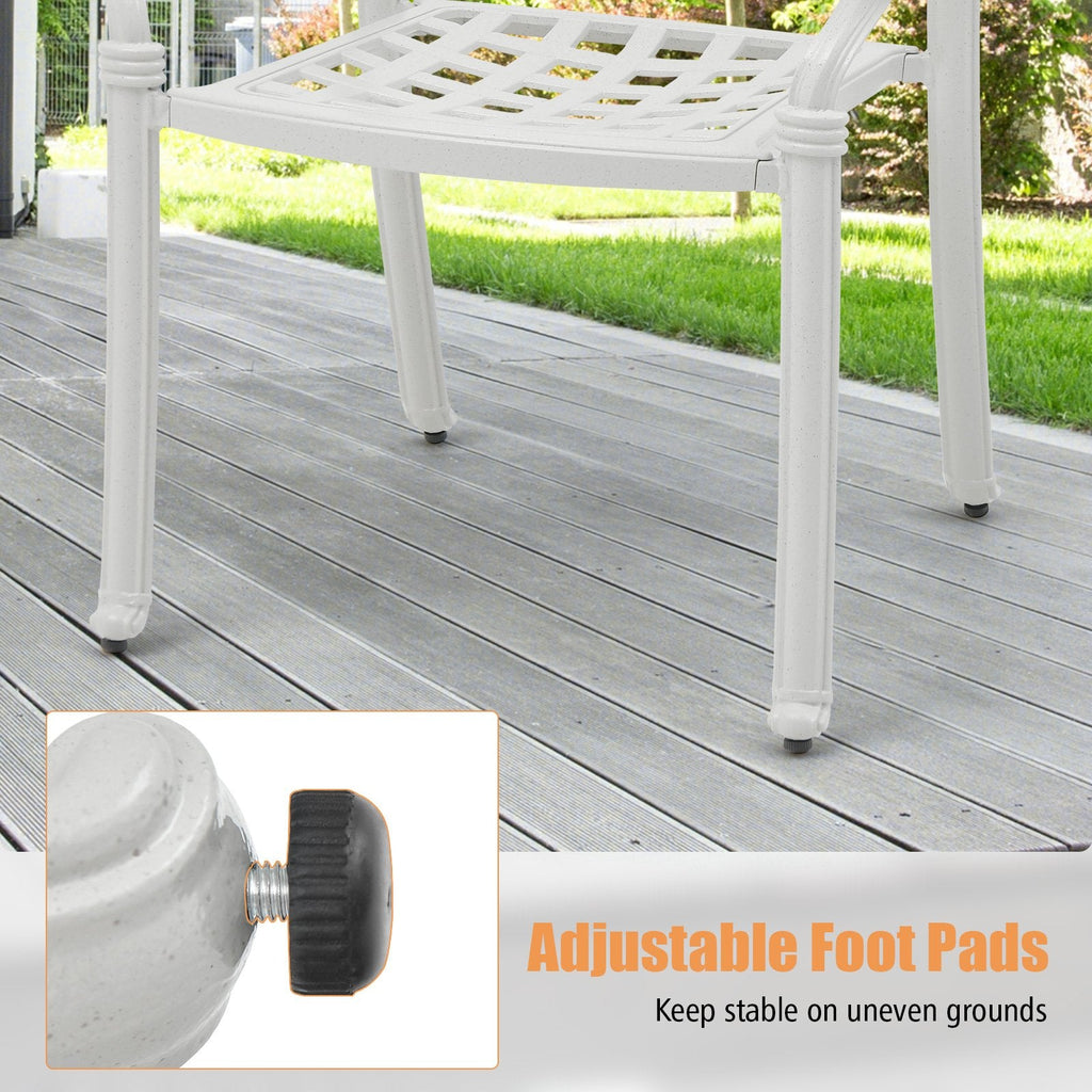 2er-Set Terrassenstühle aus Aluminiumguss mit Armlehnen – Beige