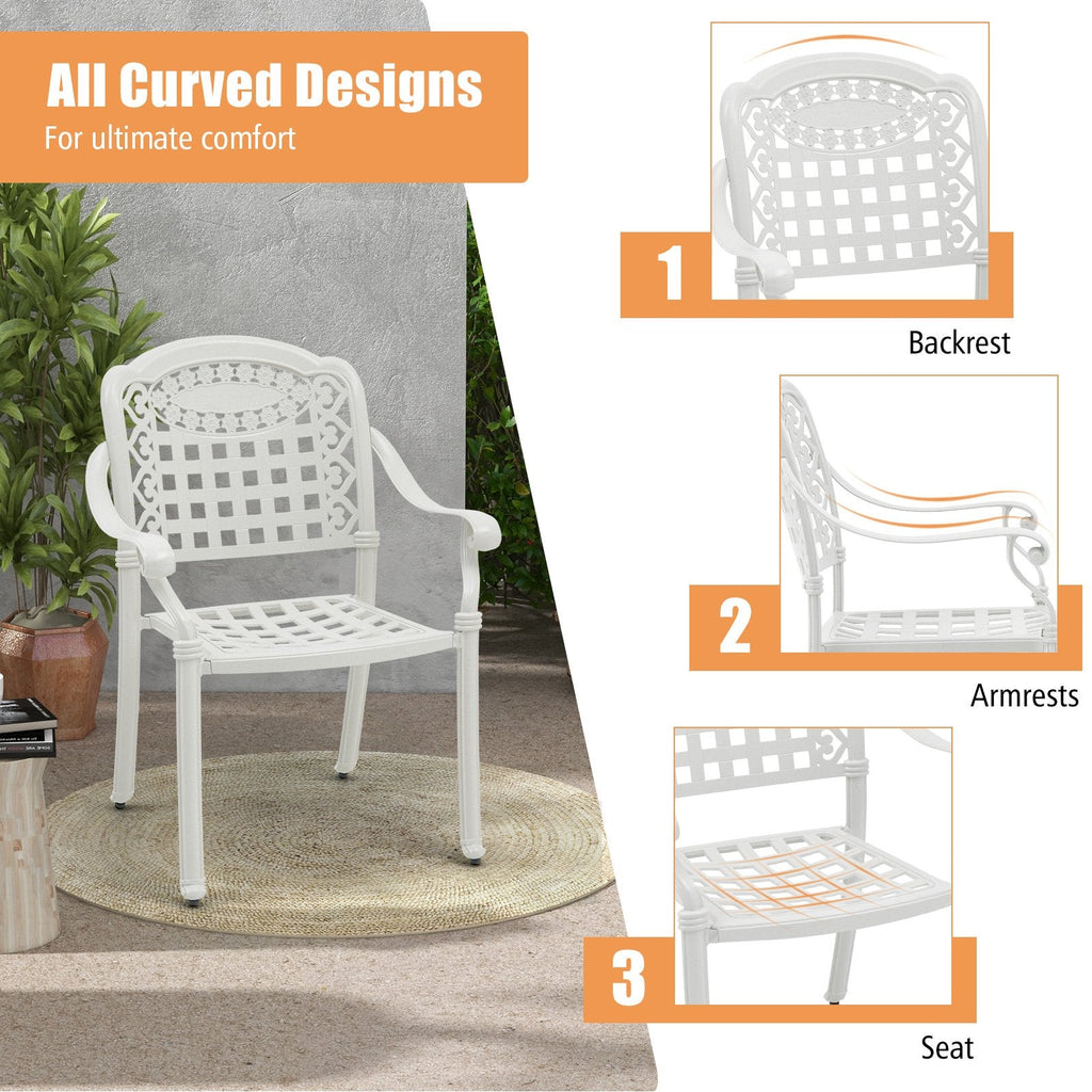 2er-Set Terrassenstühle aus Aluminiumguss mit Armlehnen – Beige