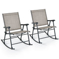 Juego de 2 mecedoras plegables con asiento de tela transpirable - Marrón