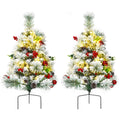 2er-Set künstliche, beleuchtete Weihnachts-Wegebeleuchtung, beflockt, 60 cm, batteriebetrieben