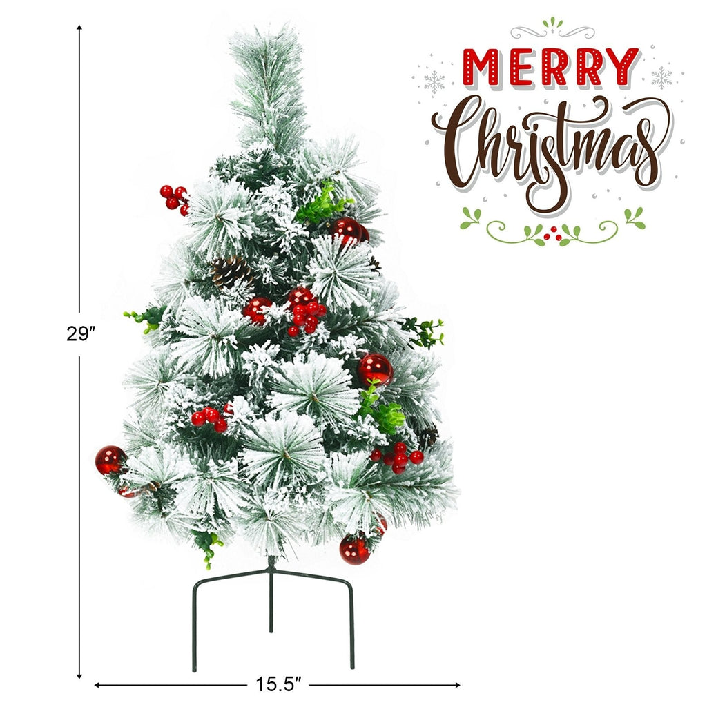 2er-Set künstliche, beleuchtete Weihnachts-Wegebeleuchtung, beflockt, 60 cm, batteriebetrieben