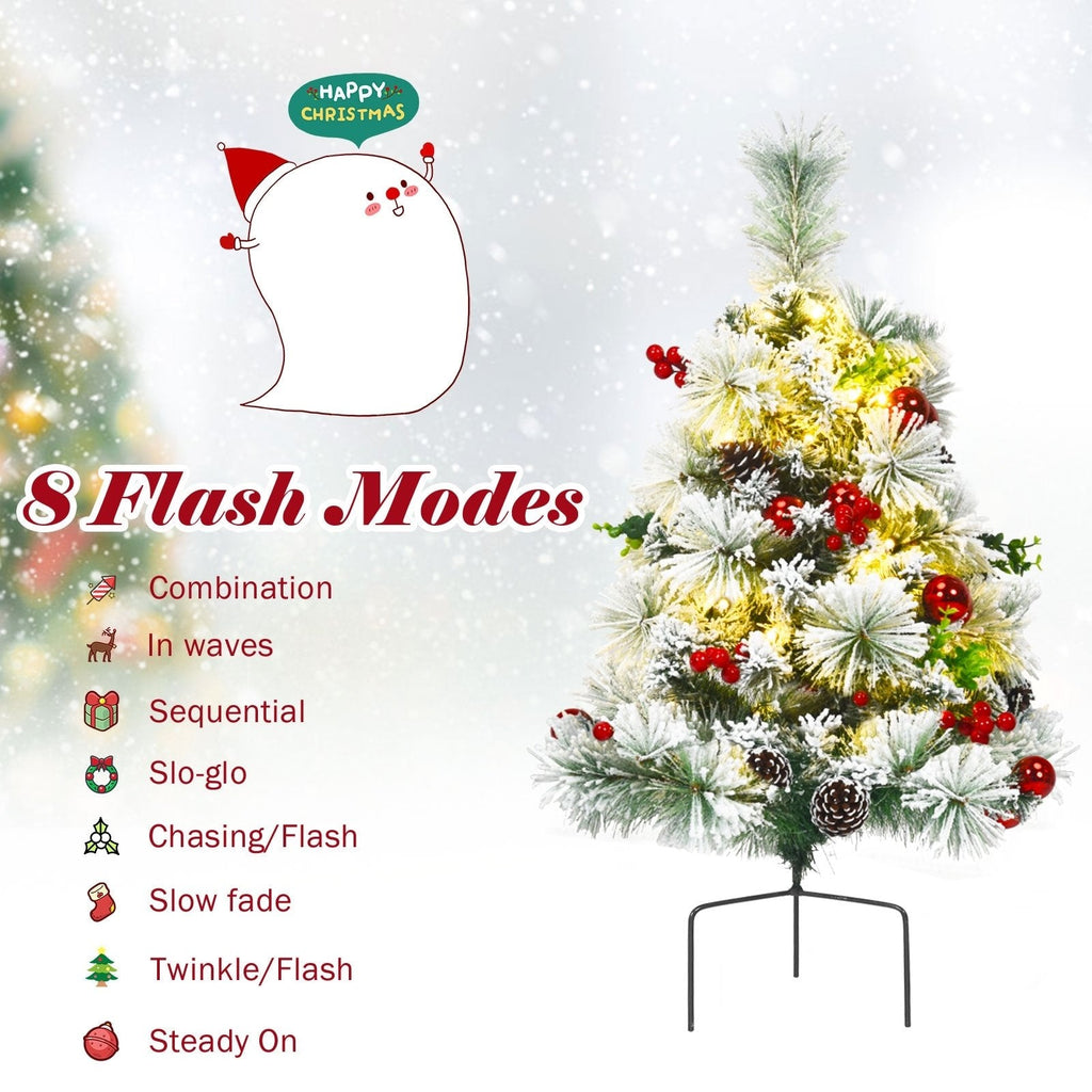 2er-Set künstliche, beleuchtete Weihnachts-Wegebeleuchtung, beflockt, 60 cm, batteriebetrieben