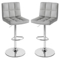 Set aus 2 quadratischen, gesteppten, drehbaren Barhockern in Grau, Sitzhöhe 64,8 bis 85,1 cm