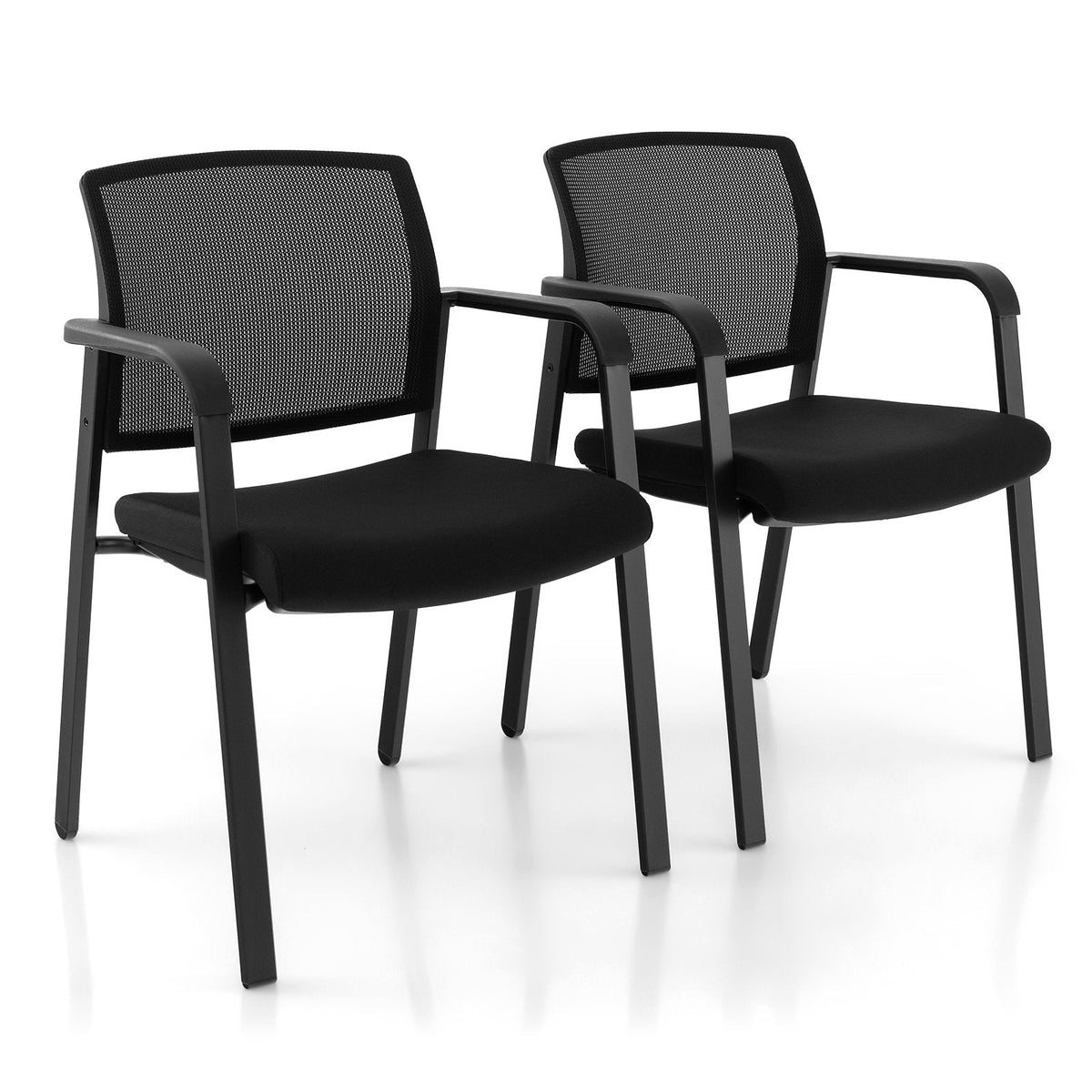 Lot de 2 chaises de salle de réception empilables avec assise rembourrée - Noir