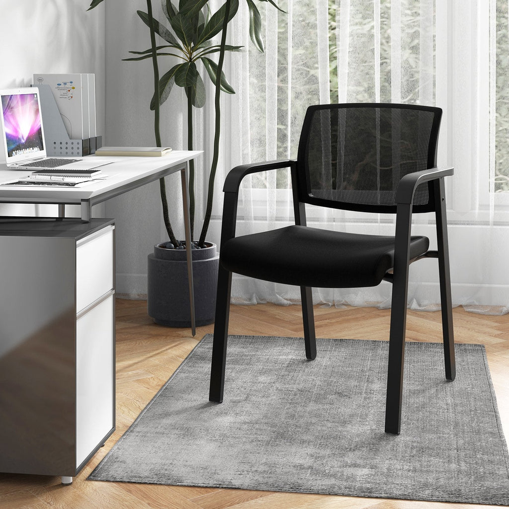 Lot de 2 chaises de salle de réception empilables avec assise rembourrée - Noir