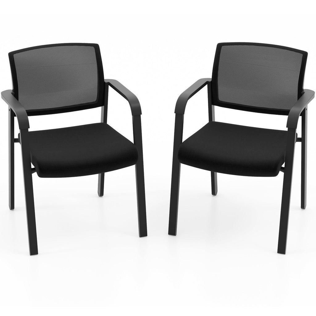 Lot de 2 chaises de salle de réception empilables avec assise rembourrée - Noir