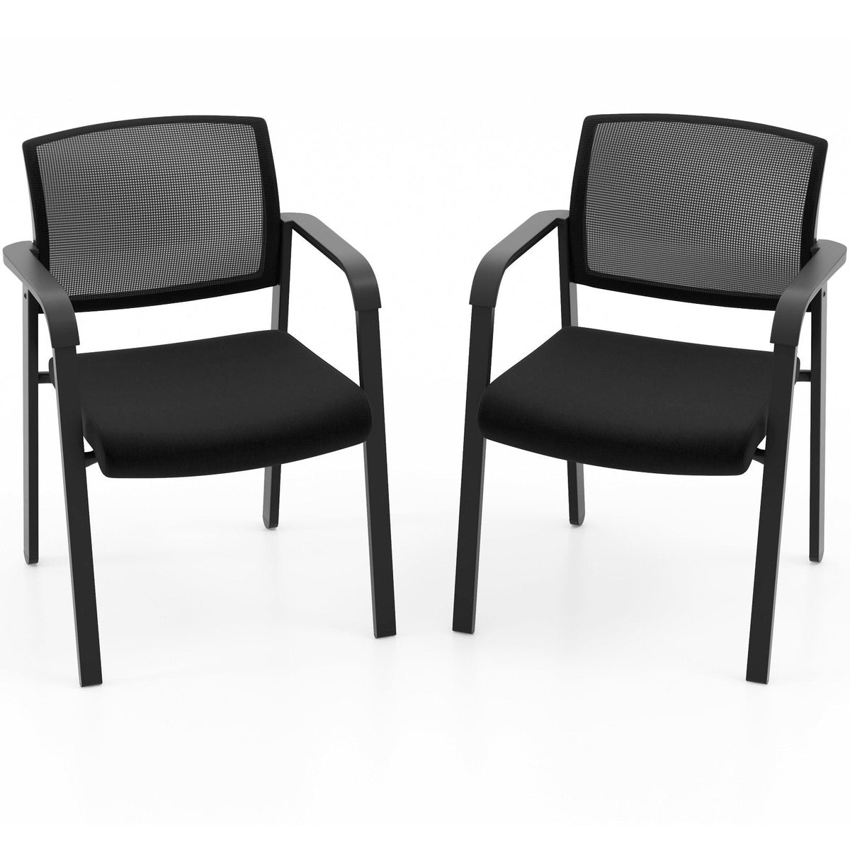 Lot de 2 chaises de salle de réception empilables avec assise rembourrée - Noir
