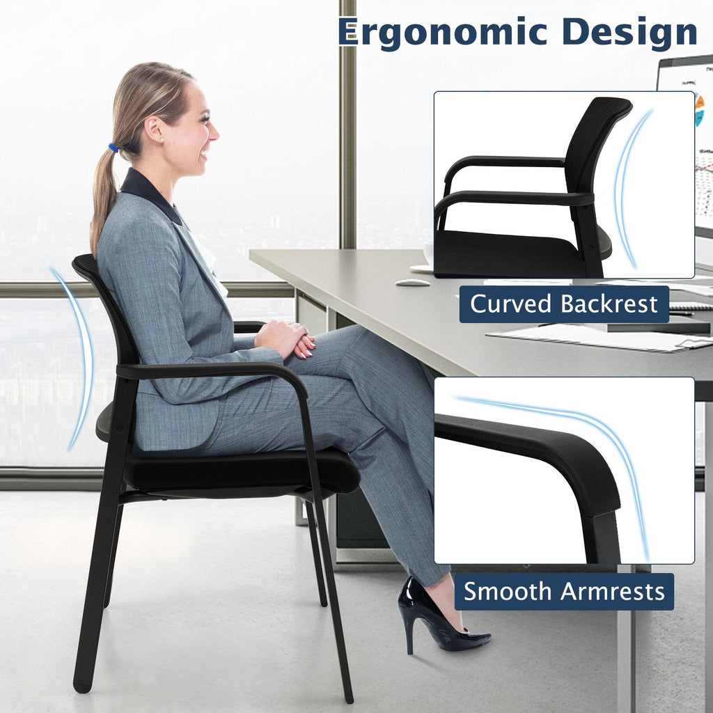 Lot de 2 chaises de salle de réception empilables avec assise rembourrée - Noir