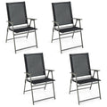 Ensemble de 4 chaises pliantes de terrasse avec cadre en métal inoxydable - Noir