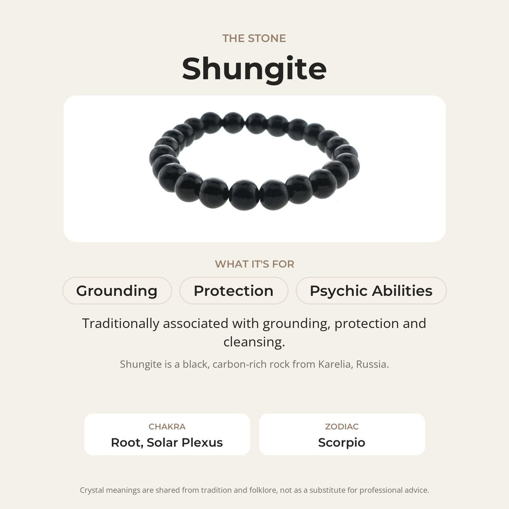 Shungite Bracelet Round - 10mm