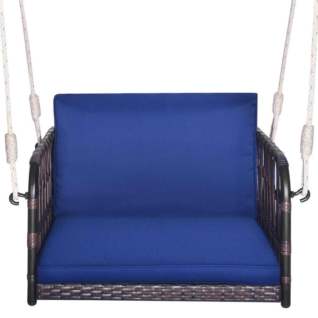 Asiento colgante individual con cojines de asiento y respaldo - Azul marino