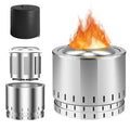 Brasero de acero inoxidable sin humo con cenicero para camping en patio - Plateado