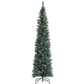 Árbol de Navidad nevado tipo lápiz de 7 pies, con 351 ramas y 41 piñas, 1,8 pies de ancho