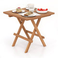 Table de patio pliante carrée en teck d'Indonésie avec plateau à lattes, portable pour pique-nique