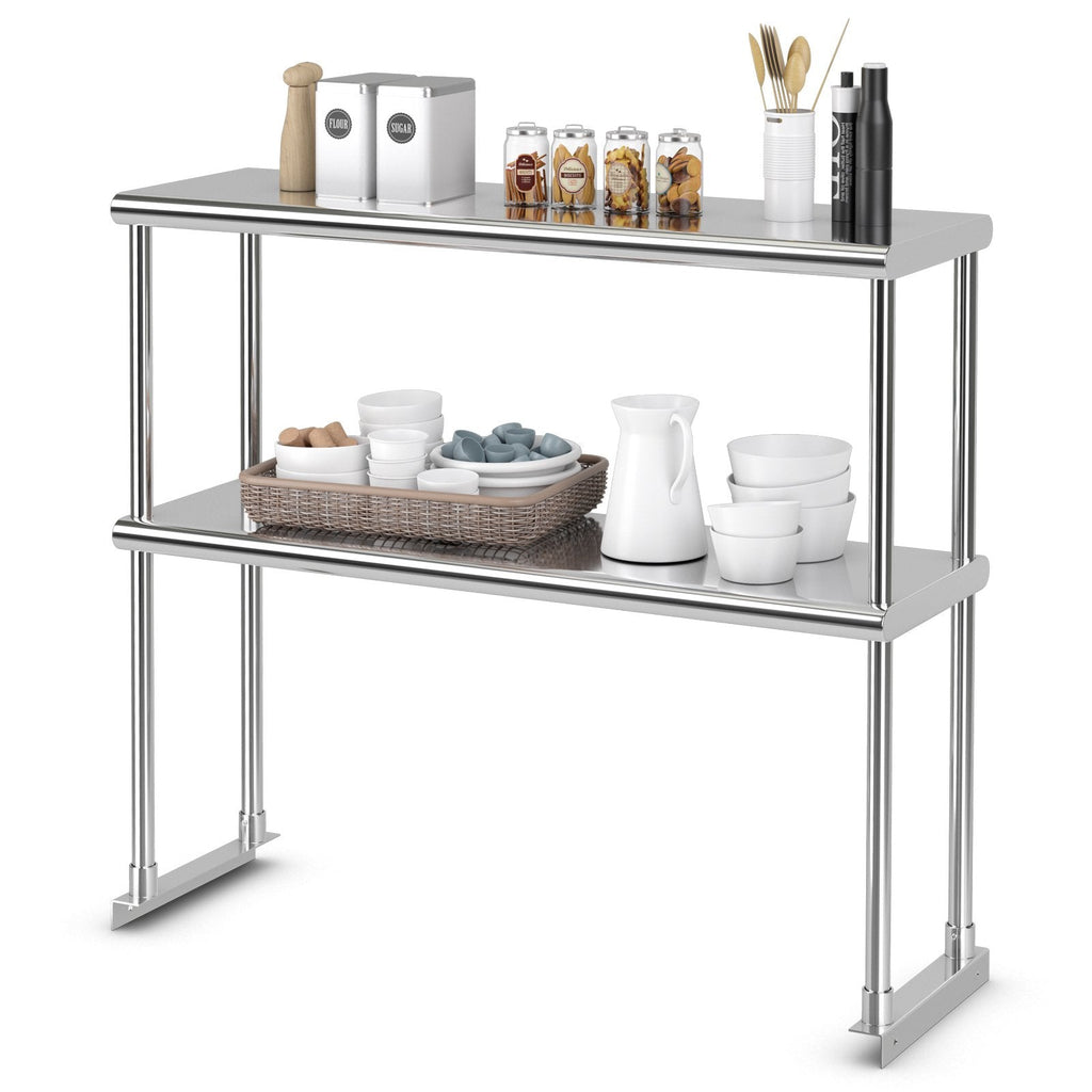 Edelstahl-Aufsatzbord mit verstellbarer Zwischenablage für Gastronomieküchen