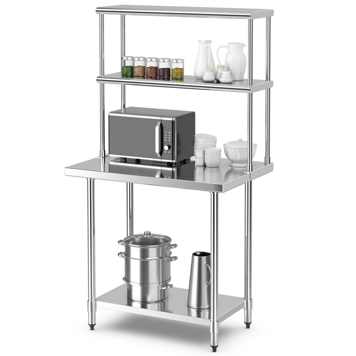 Edelstahl-Aufsatzbord mit verstellbarer Zwischenablage für Gastronomieküchen