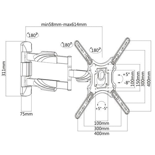 ProTech FL-505 23-55インチ対応壁掛け金具（可動式）