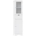 Armario alto de almacenamiento con 2 puertas y 1 cajón para baño - Blanco