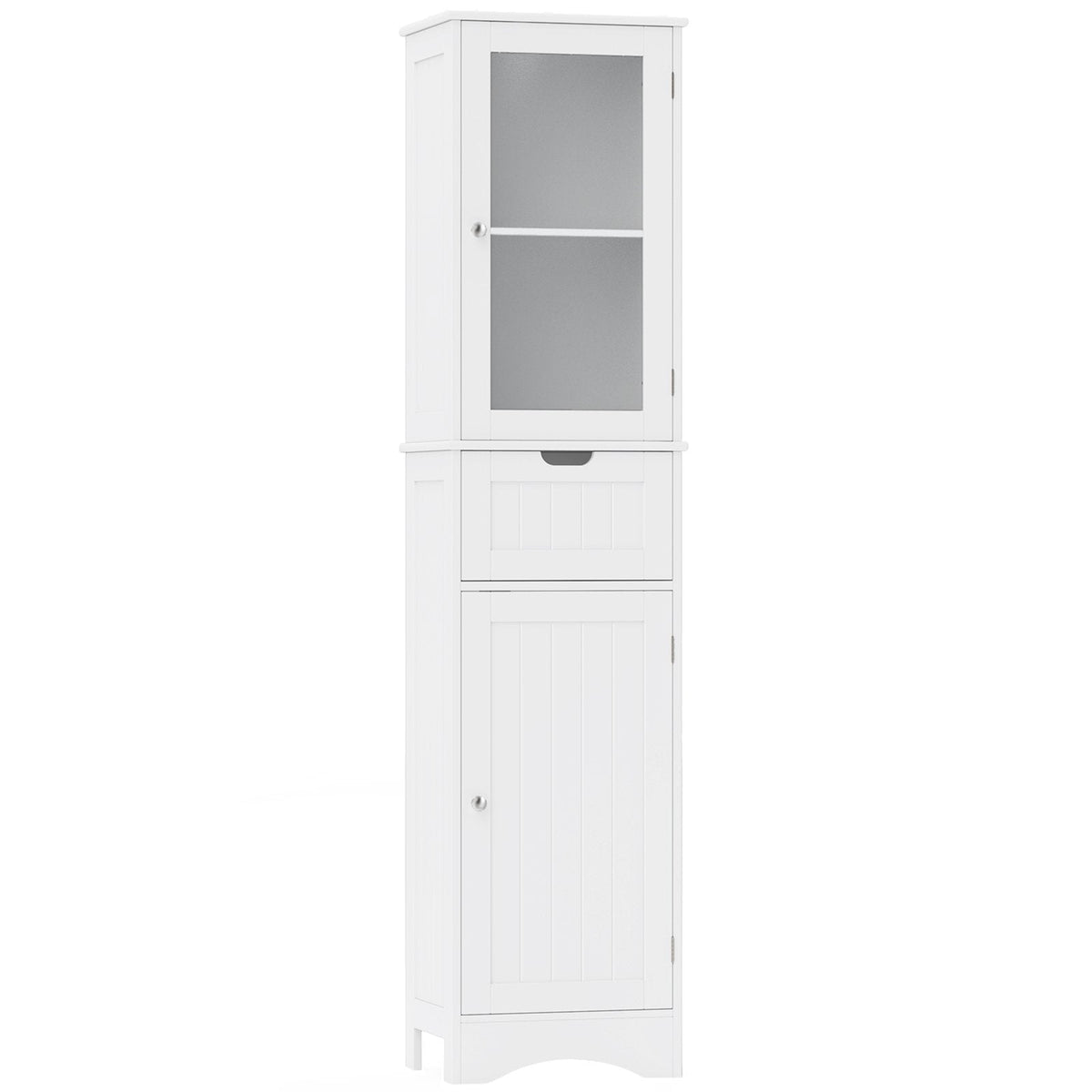Armario alto de almacenamiento con 2 puertas y 1 cajón para baño - Blanco