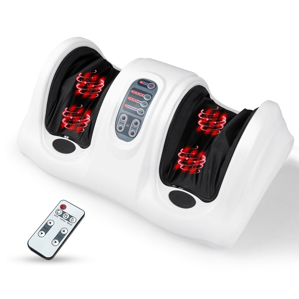 Masajeador de pies Shiatsu terapéutico con rodillos de alta intensidad-Blanco
