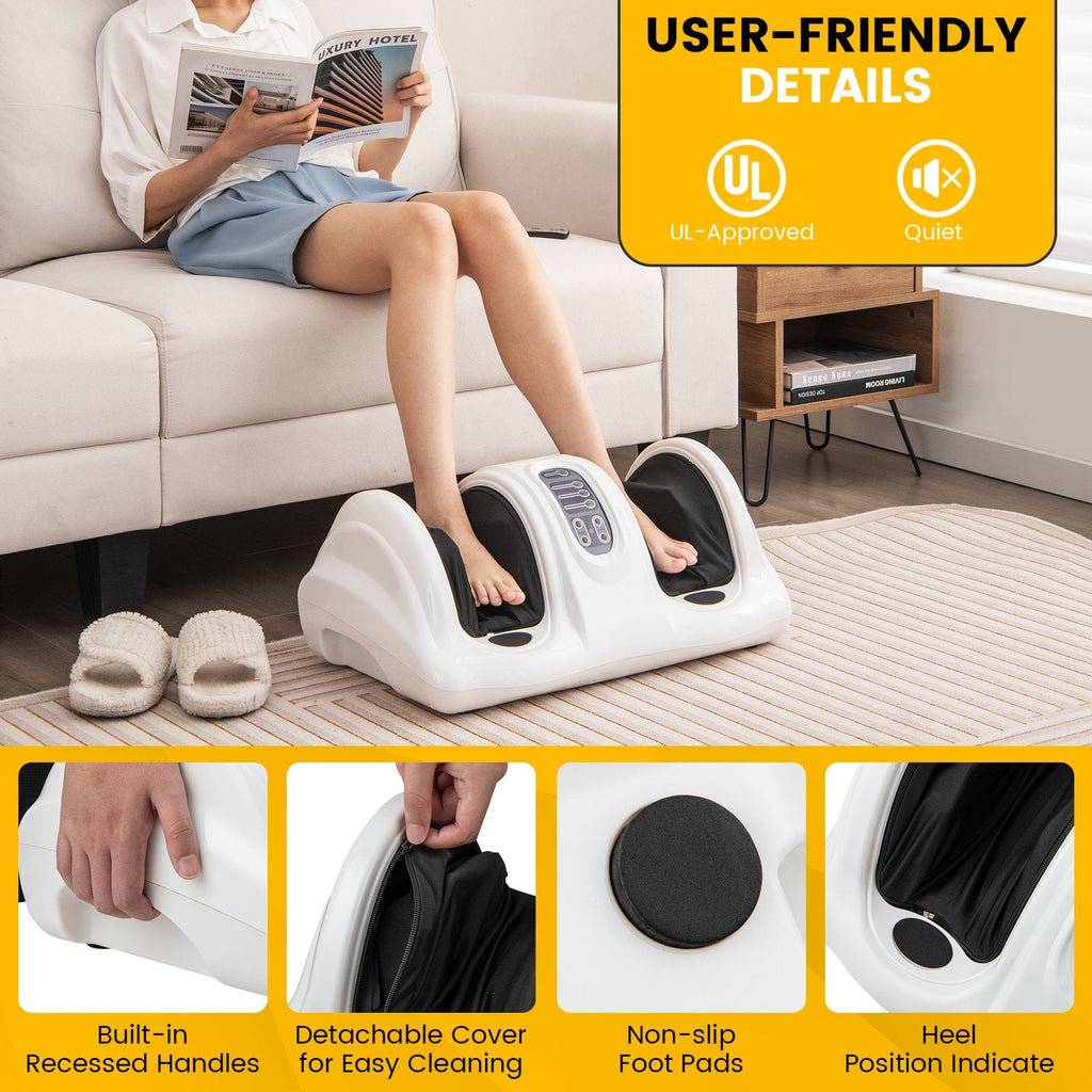 Masajeador de pies Shiatsu terapéutico con rodillos de alta intensidad-Blanco
