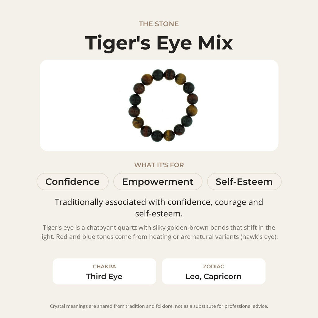 Tiger's Eye Mix Round Bracelet - 12mm