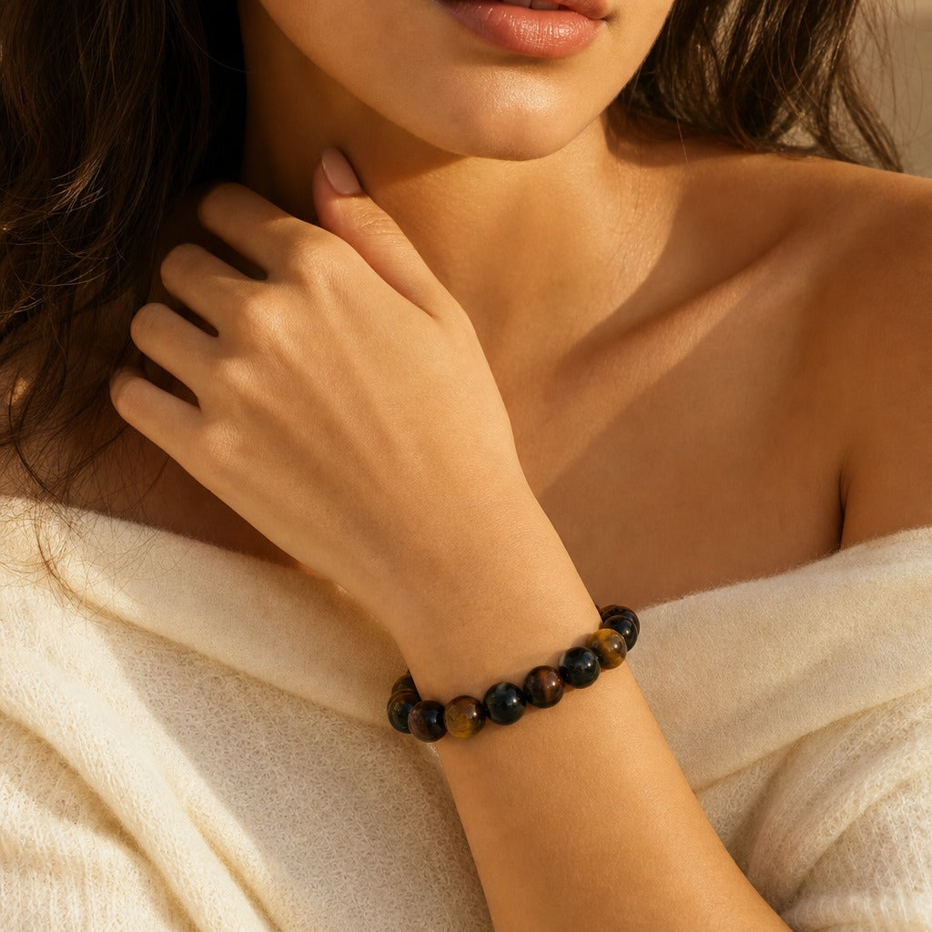 Tiger's Eye Mix Round Bracelet - 12mm