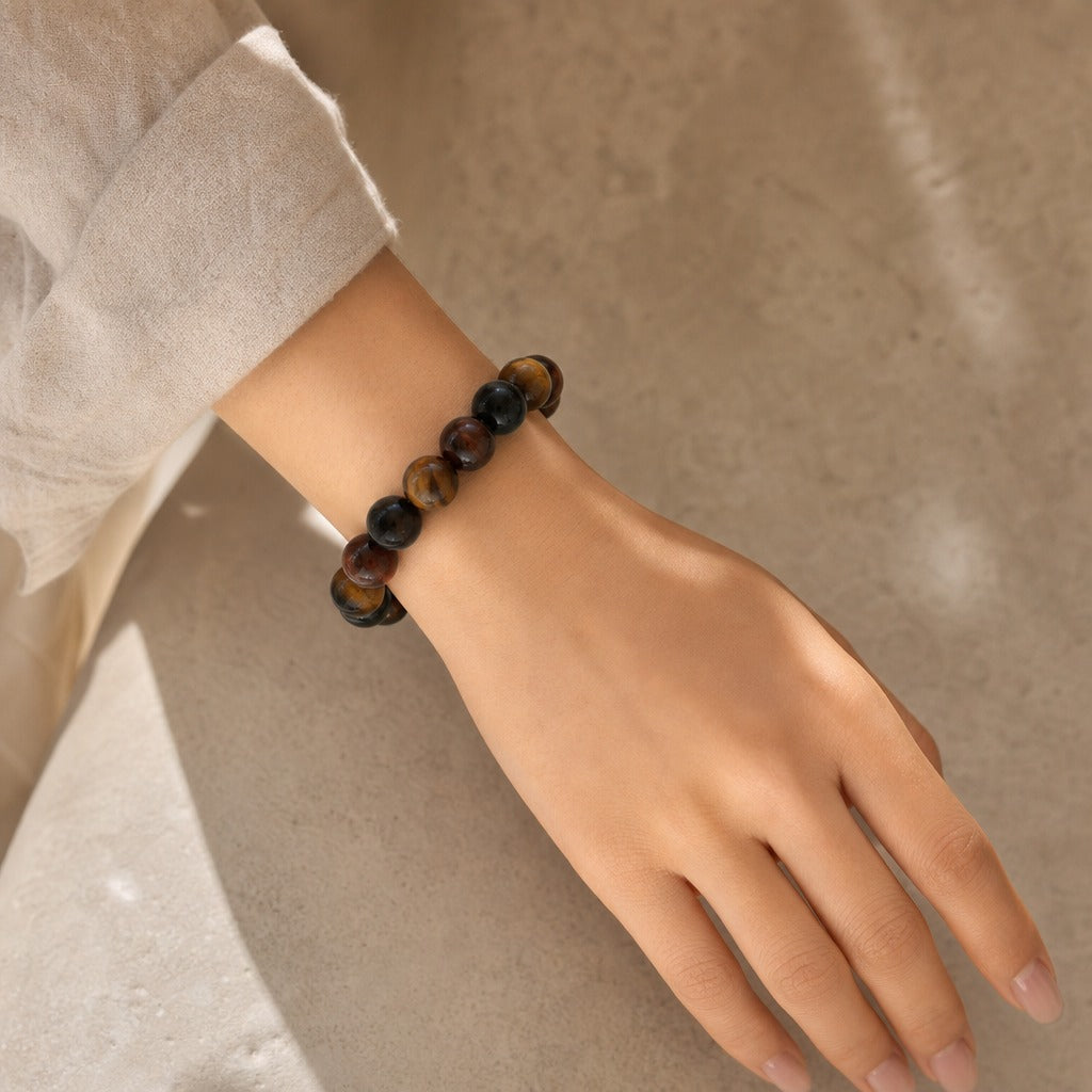 Tiger's Eye Mix Round Bracelet - 12mm