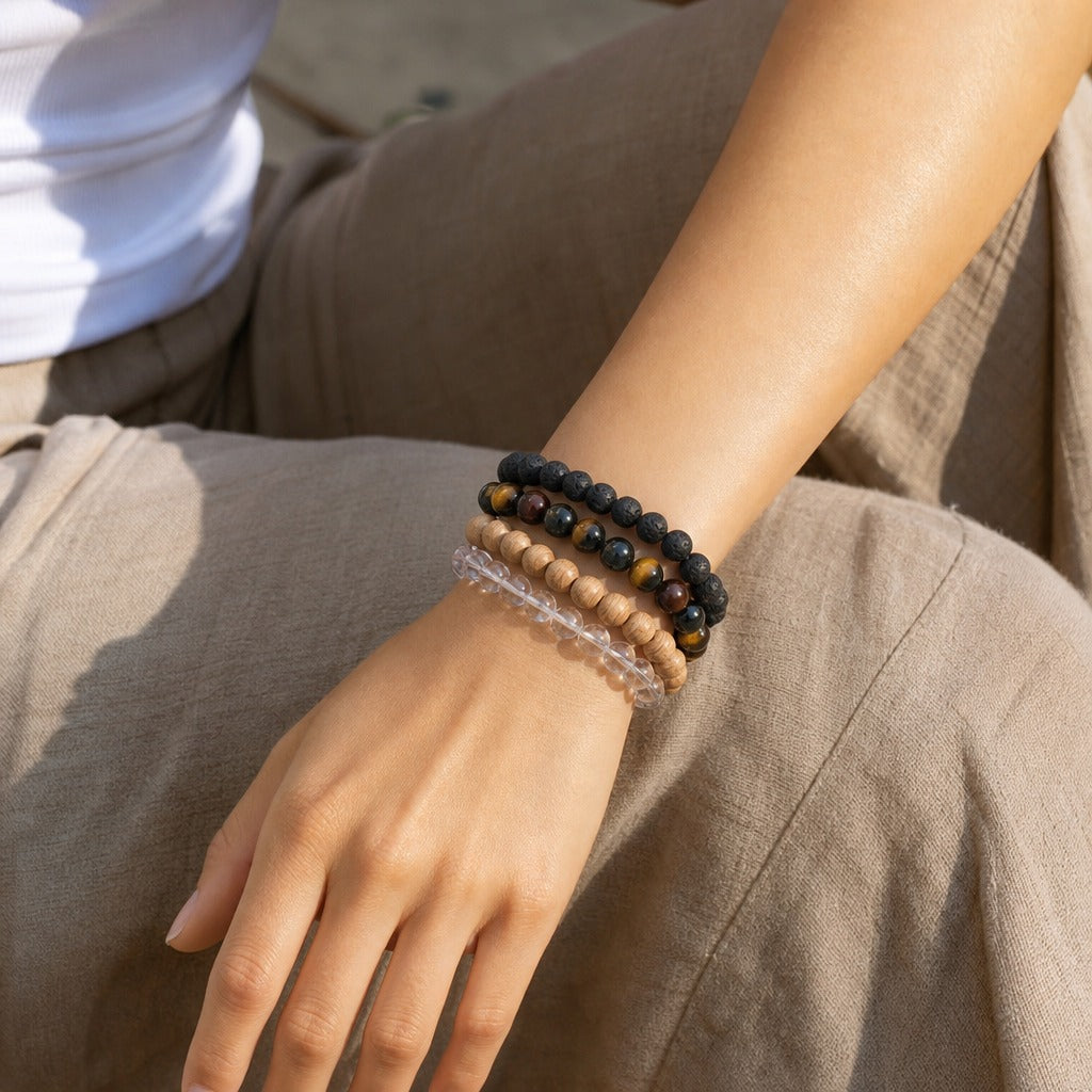 Tiger Eye Mix Round Bracelet - 10mm
