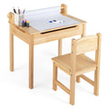 Table et chaise d'activités multifonctionnelles pour tout-petits avec support de rouleau de papier - Naturel