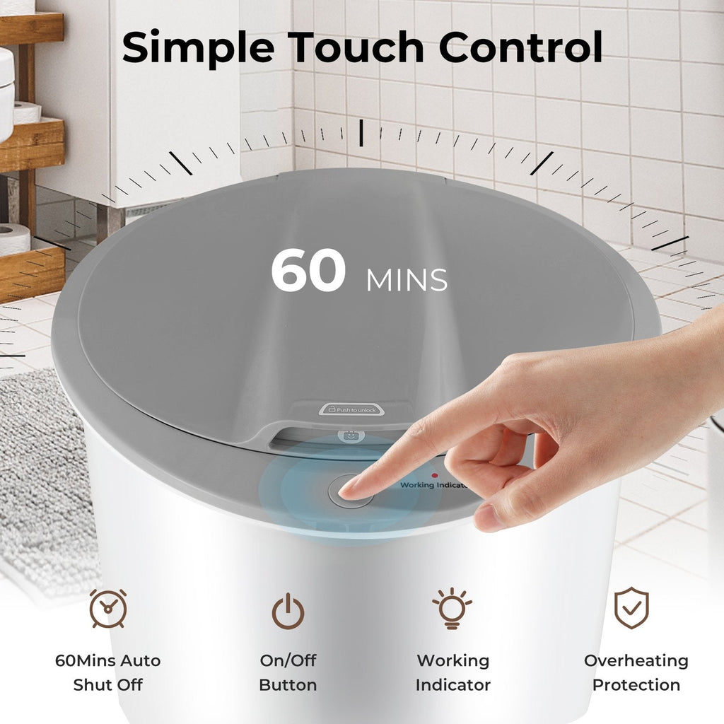 Handtuchwärmer-Eimer mit Abschaltautomatik für das Badezimmer – Grau