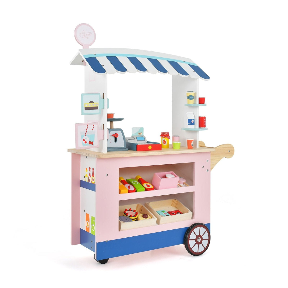 Set de juego de carrito de juguetes con máquina POS y báscula encantadora - Multicolor