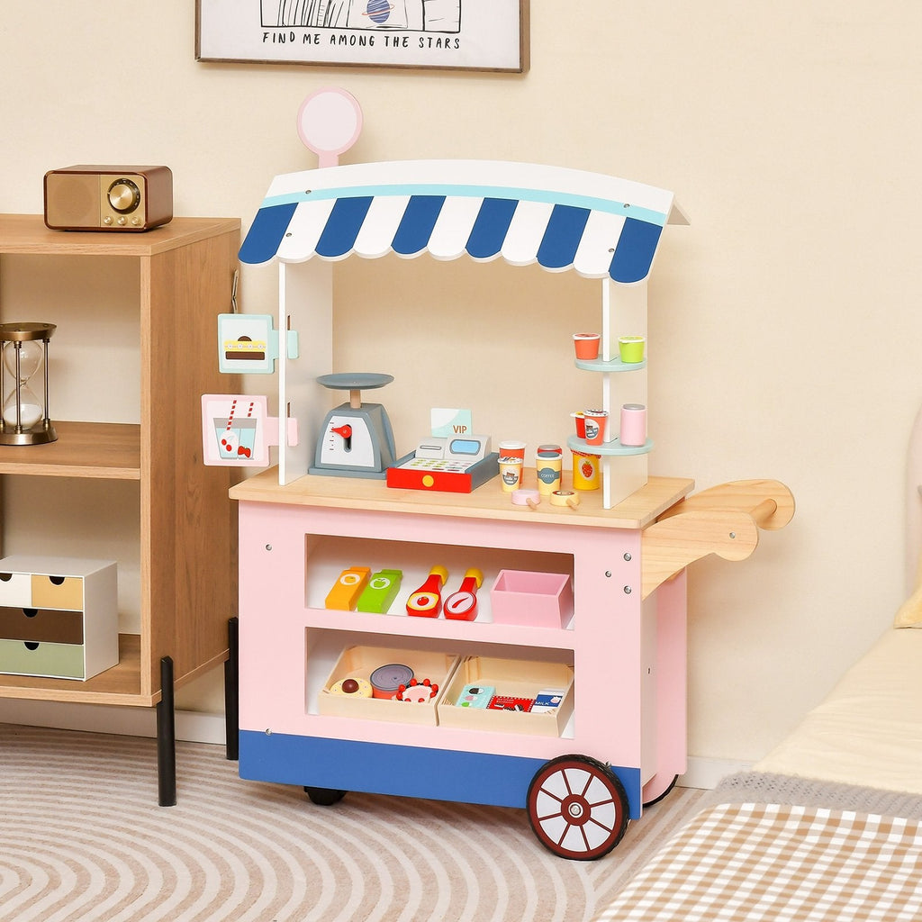 Set de juego de carrito de juguetes con máquina POS y báscula encantadora - Multicolor
