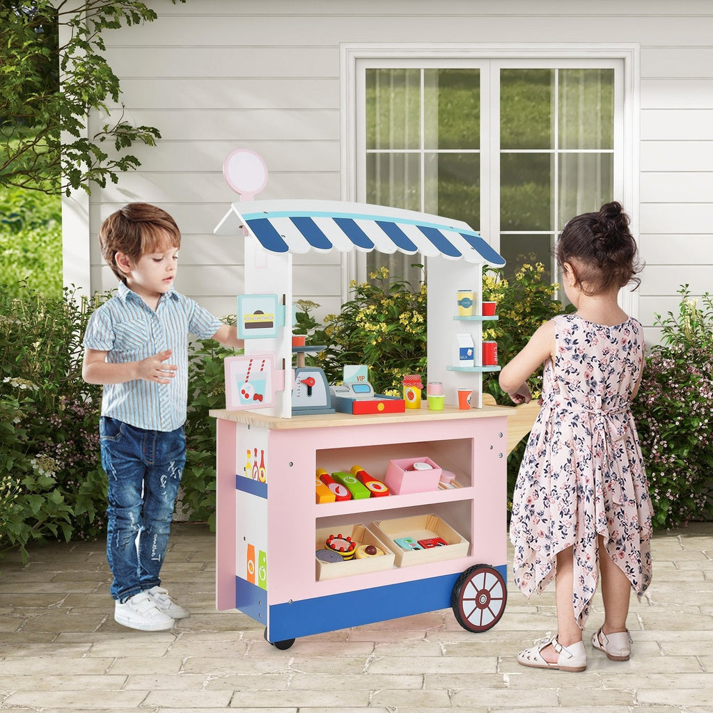 Set de juego de carrito de juguetes con máquina POS y báscula encantadora - Multicolor