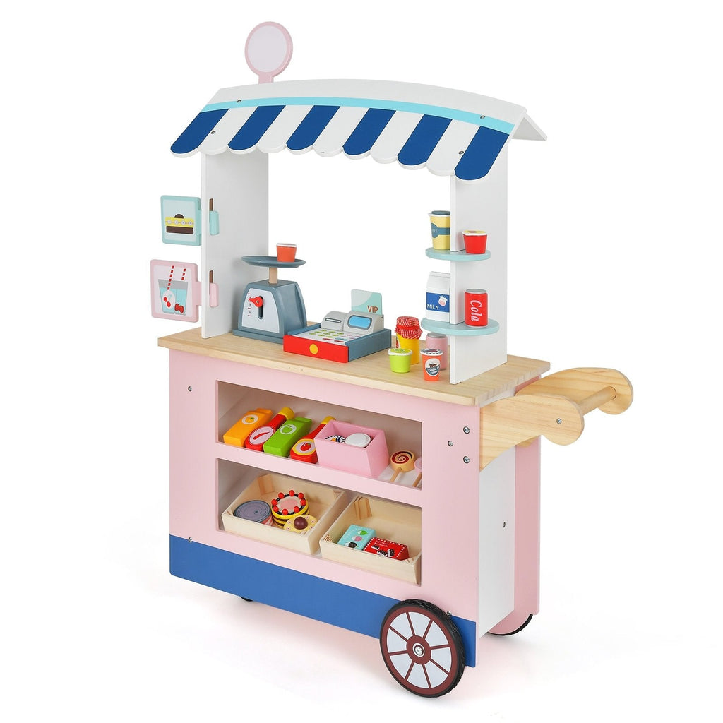 Set de juego de carrito de juguetes con máquina POS y báscula encantadora - Multicolor