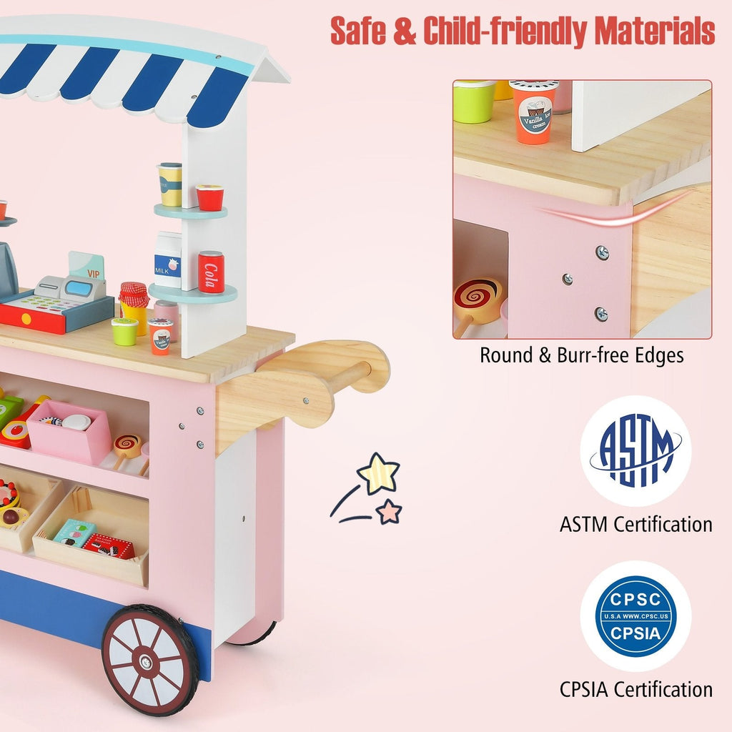 Set de juego de carrito de juguetes con máquina POS y báscula encantadora - Multicolor