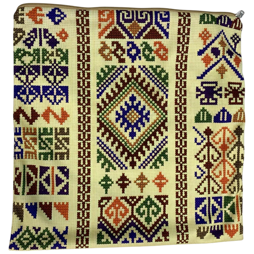 Cushion Cover Set of 2 – Printed Palestinian Tatreez – 18×18 in – Asic