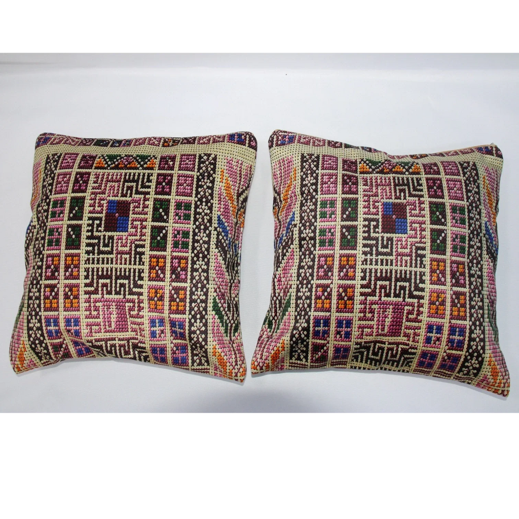 Cushion Cover Set of 2 – Printed Palestinian Tatreez – 18×18 in – Sidi Design