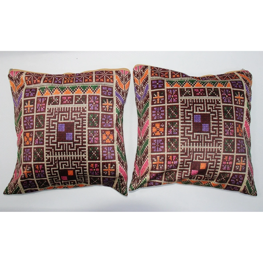 Cushion Cover Set of 2 – Printed Palestinian Tatreez – 18×18 in – Sitty