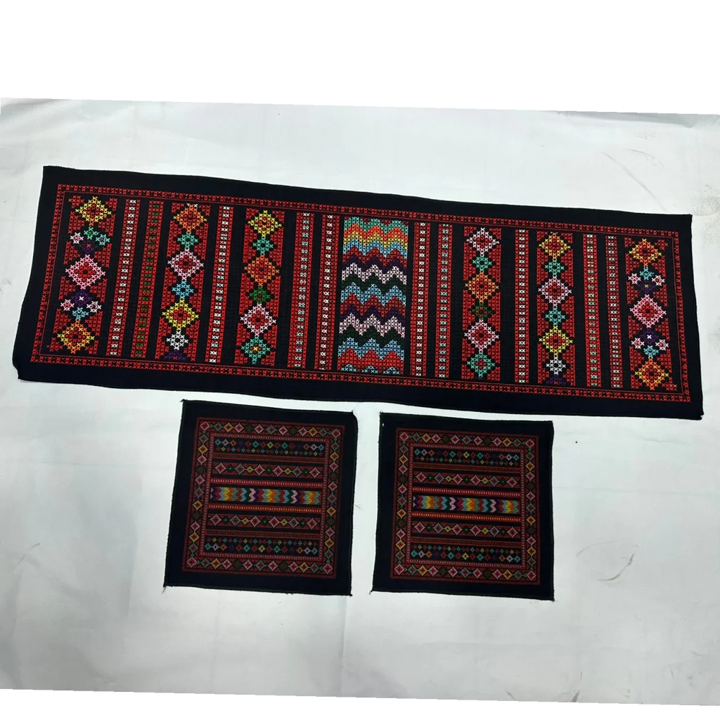 Living Room Tablecloth Set –  Printed Tatreez - Heritage Stripes