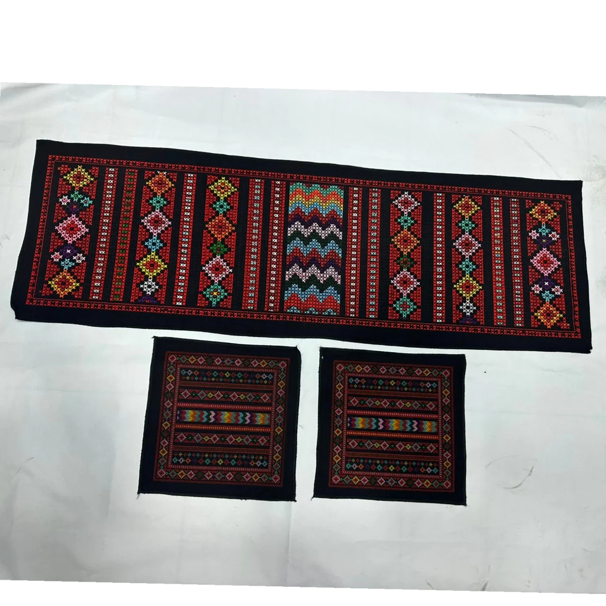 Living Room Tablecloth Set –  Printed Tatreez - Heritage Stripes